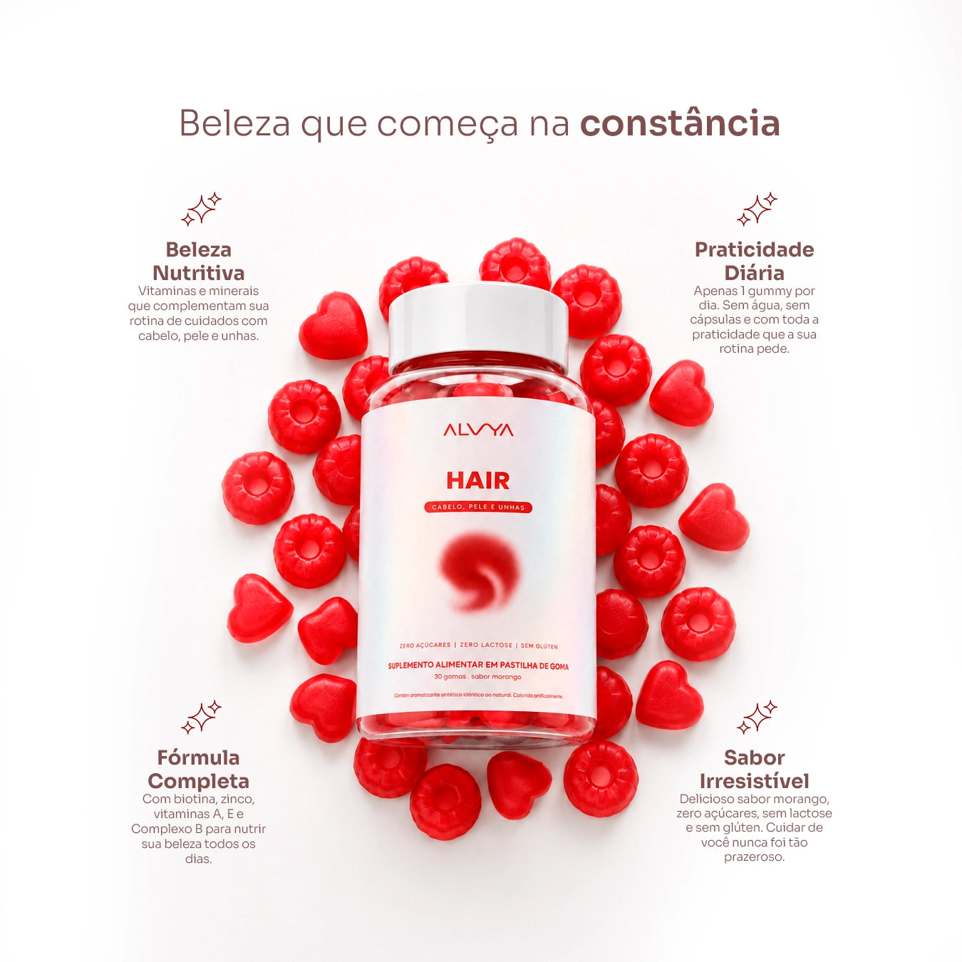Hair Gummies - Vitaminas para Cabelo, Pele e Unhas