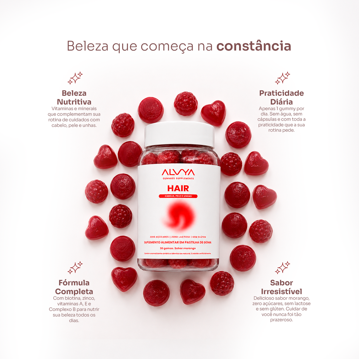Hair Gummies - Vitaminas para Cabelo, Pele e Unhas